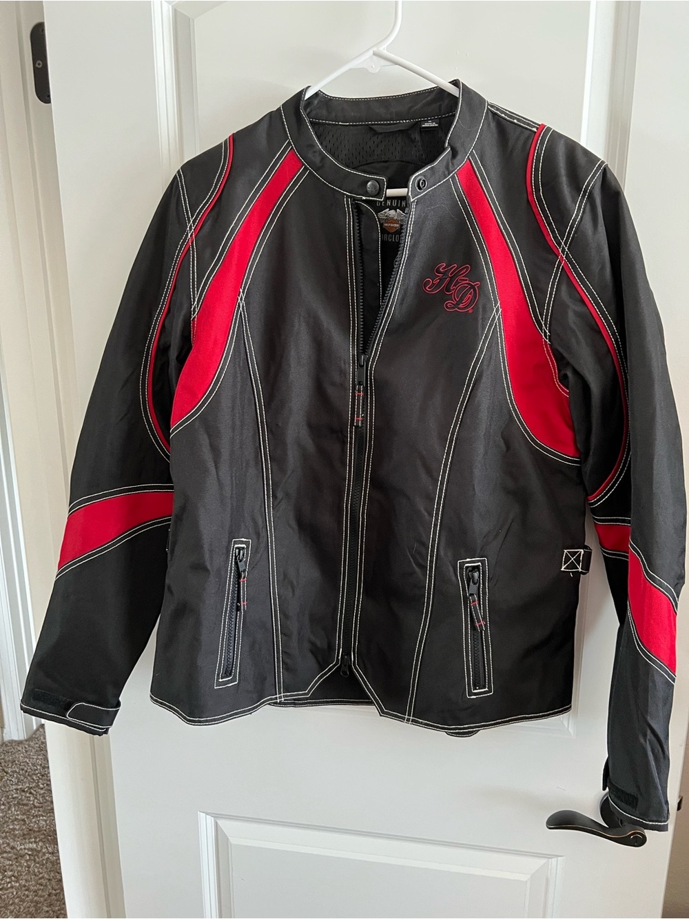 Harley-Davidson Black & Red Women's Leather Riding Jacket